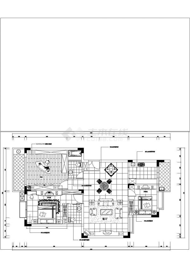 室内家装装饰设计cad施工图纸-图二