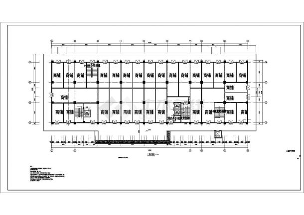 十二层酒店地上三层商铺公寓设计施工CAD图纸-图二