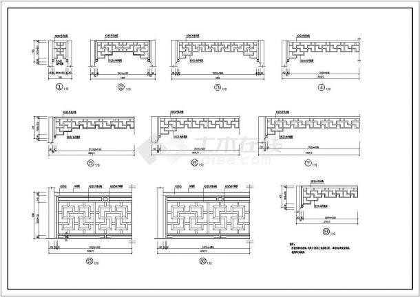 广州市某景区钢混结构古桥建筑施工详细设计cad图-图一