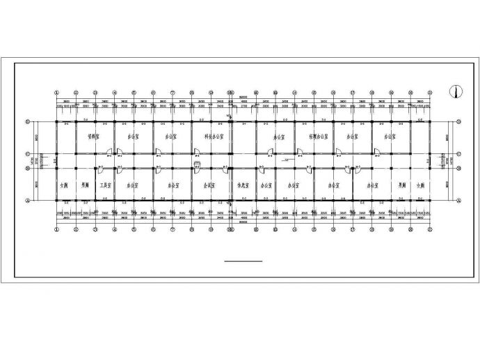 济南市某市政单位5600平米6层框架结构办公楼平立剖面设计CAD图纸_图1
