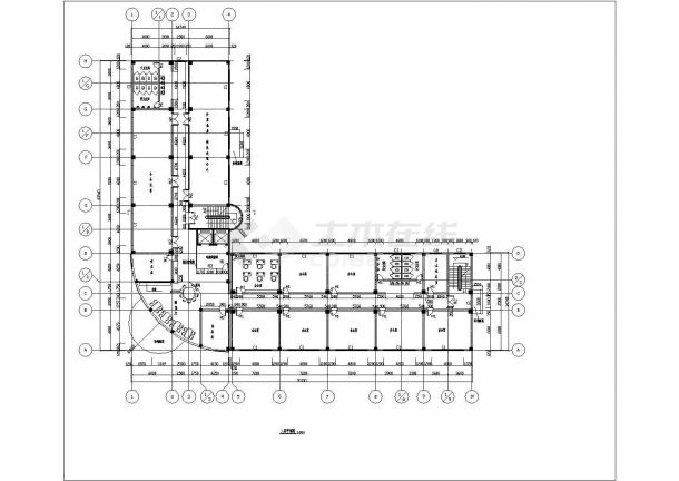 重庆市万州区某公司1万平米8层框架结构办公楼平立剖面设计CAD图纸-图二