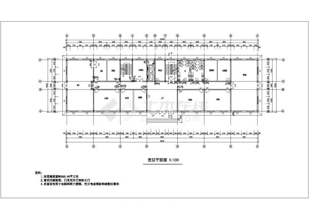 沈阳市某单位9900平米12层框架结构办公楼建筑设计CAD图纸-图二