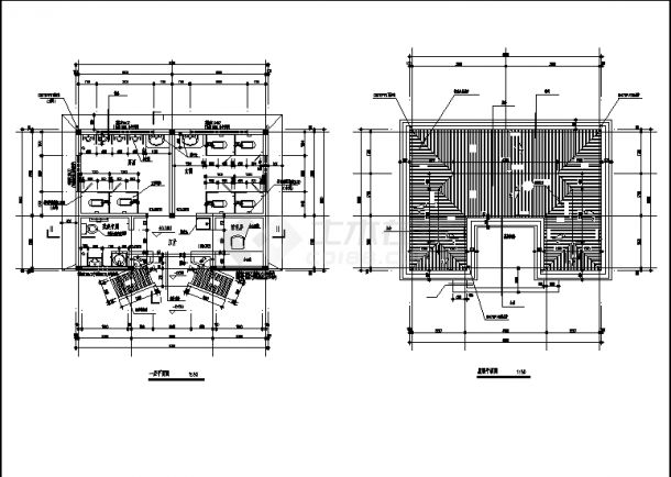 世纪明珠小区单层公共厕所建筑设计施工cad图纸（说明齐全）-图一