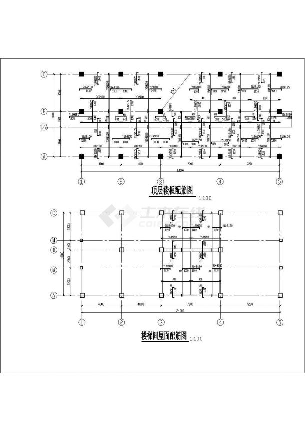 连云港市某实业公司五层框混结构办公楼结构设计CAD图纸-图一