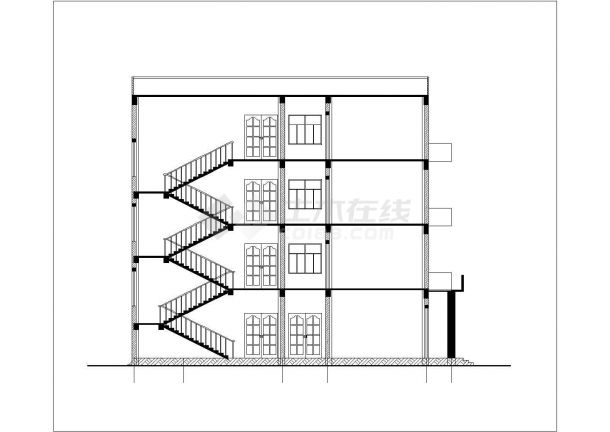 商丘市某大学3900平米四层框架结构行政办公楼建筑设计CAD图纸-图二