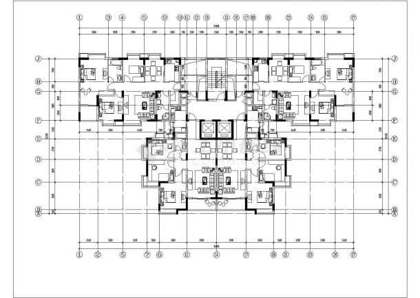 某20层框架结构住宅楼平立面设计CAD图纸（1层4户）-图一