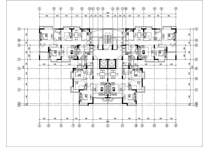 某20层框架结构住宅楼平立面设计CAD图纸（1层4户）_图1
