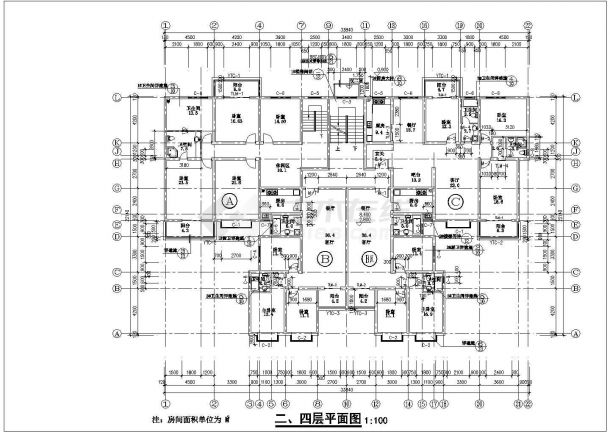 某市中心6层住宅楼全套建筑方案设计施工CAD图纸-图二