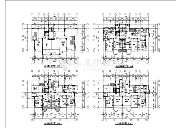 多种市中心居民住宅楼建筑户型方案设计施工CAD图纸-图二