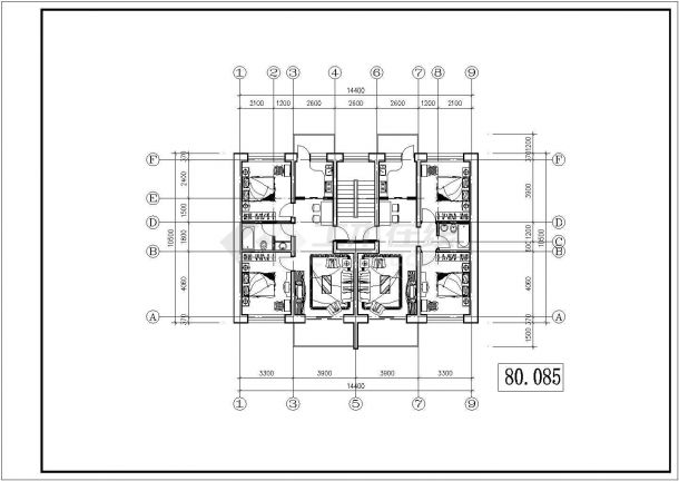 某北方经济适用小高层住宅建筑户型方案设计施工CAD图纸-图二