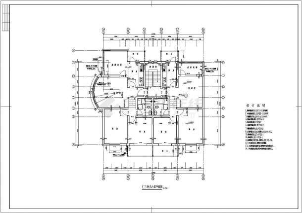 某带地下车库高层住宅楼建筑方案设计施工CAD图纸-图二