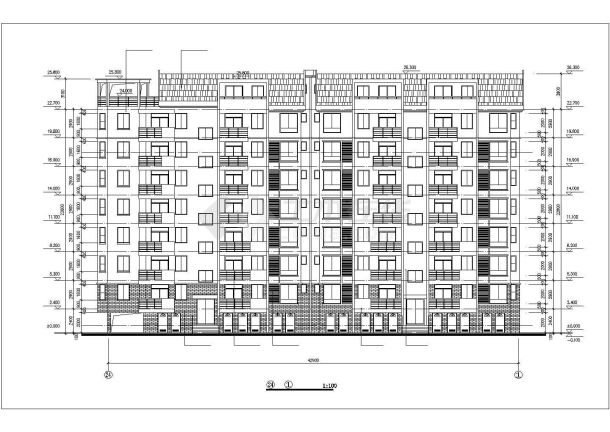 占地480平米8层钢混框架结构住宅楼建筑设计CAD图纸（含架空层）-图二