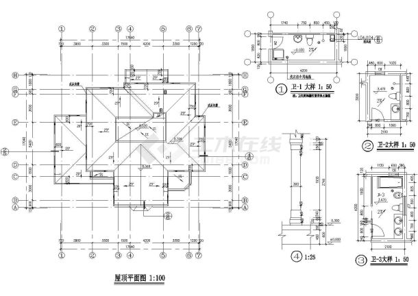 精典花园别墅建筑结构设计CAD平剖面图-图一