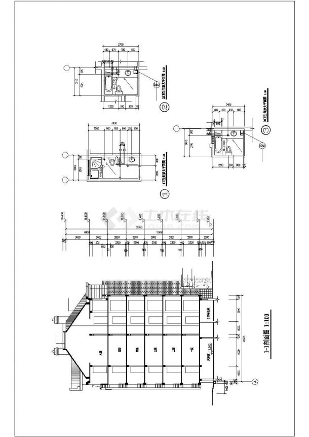 3500平米7层砖混结构民居楼平立剖面设计CAD图纸（含班地下室和阁楼）-图一