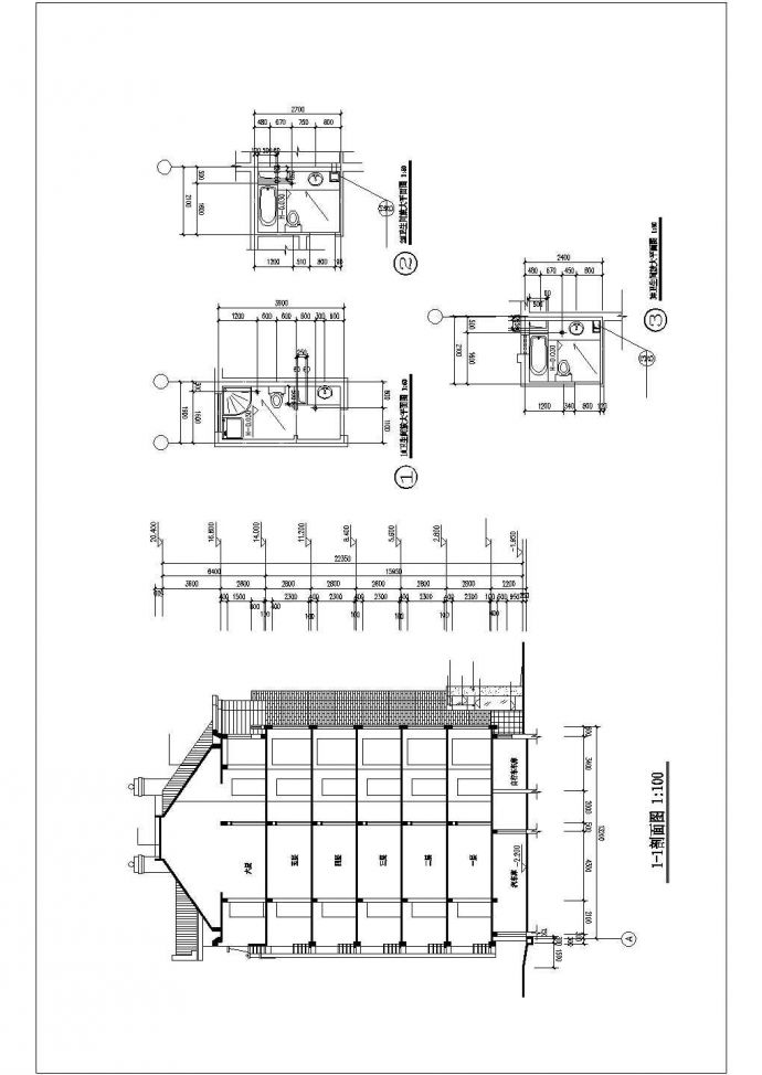 3500平米7层砖混结构民居楼平立剖面设计CAD图纸（含班地下室和阁楼）_图1