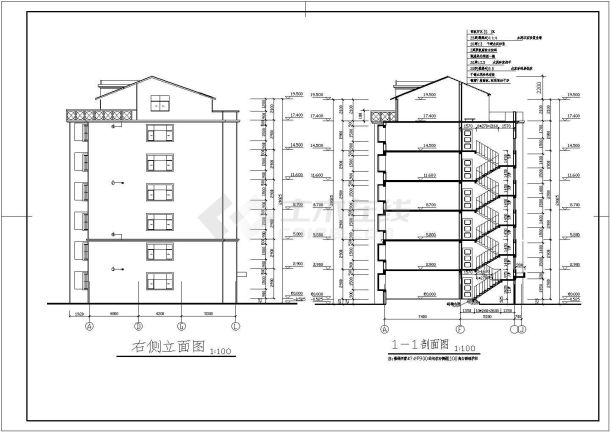 某带跃层、带屋顶窗高层住宅楼建筑方案设计施工CAD图纸-图一