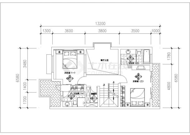 某市中心复式小高层住宅楼建筑户型方案设计施工CAD图纸-图二