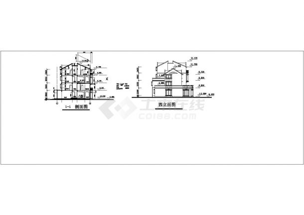 某城市低层连排住宅建筑方案设计施工CAD图纸-图一