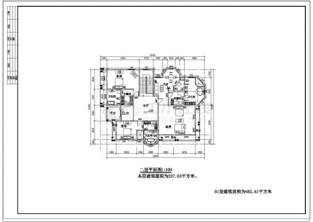 2层4室2厅4卫别墅建筑施工图设计-图二