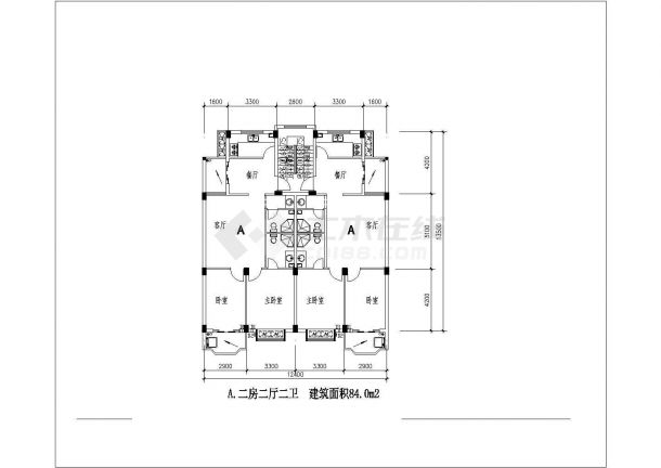 某市区商业多层住宅楼建筑户型方案设计施工CAD图纸-图一