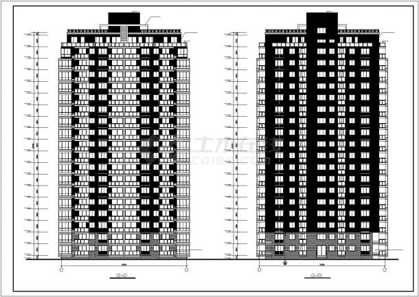 5100平米19层框架结构住宅楼平立剖面设计CAD图纸（含跃层）-图二
