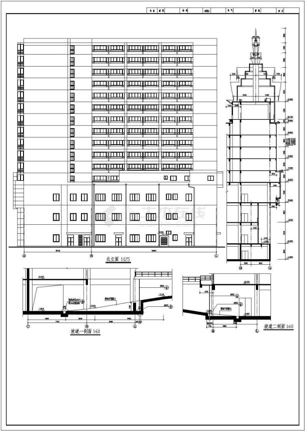 某市中心高档小区多层住宅楼建筑方案设计施工CAD图纸-图二