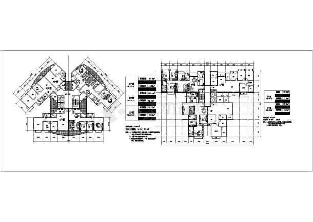 某现代小区高层住宅楼建筑方案户型设计施工CAD图纸-图二