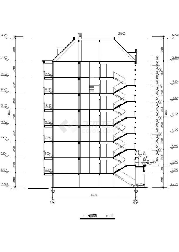 某市中心经典高层住宅楼建筑方案设计施工CAD图纸-图二