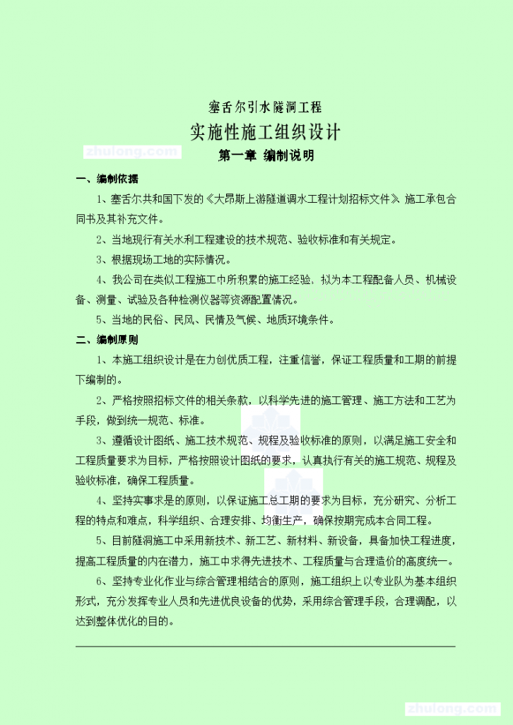 塞舌尔隧洞工程实施 性施工组织设计-图一