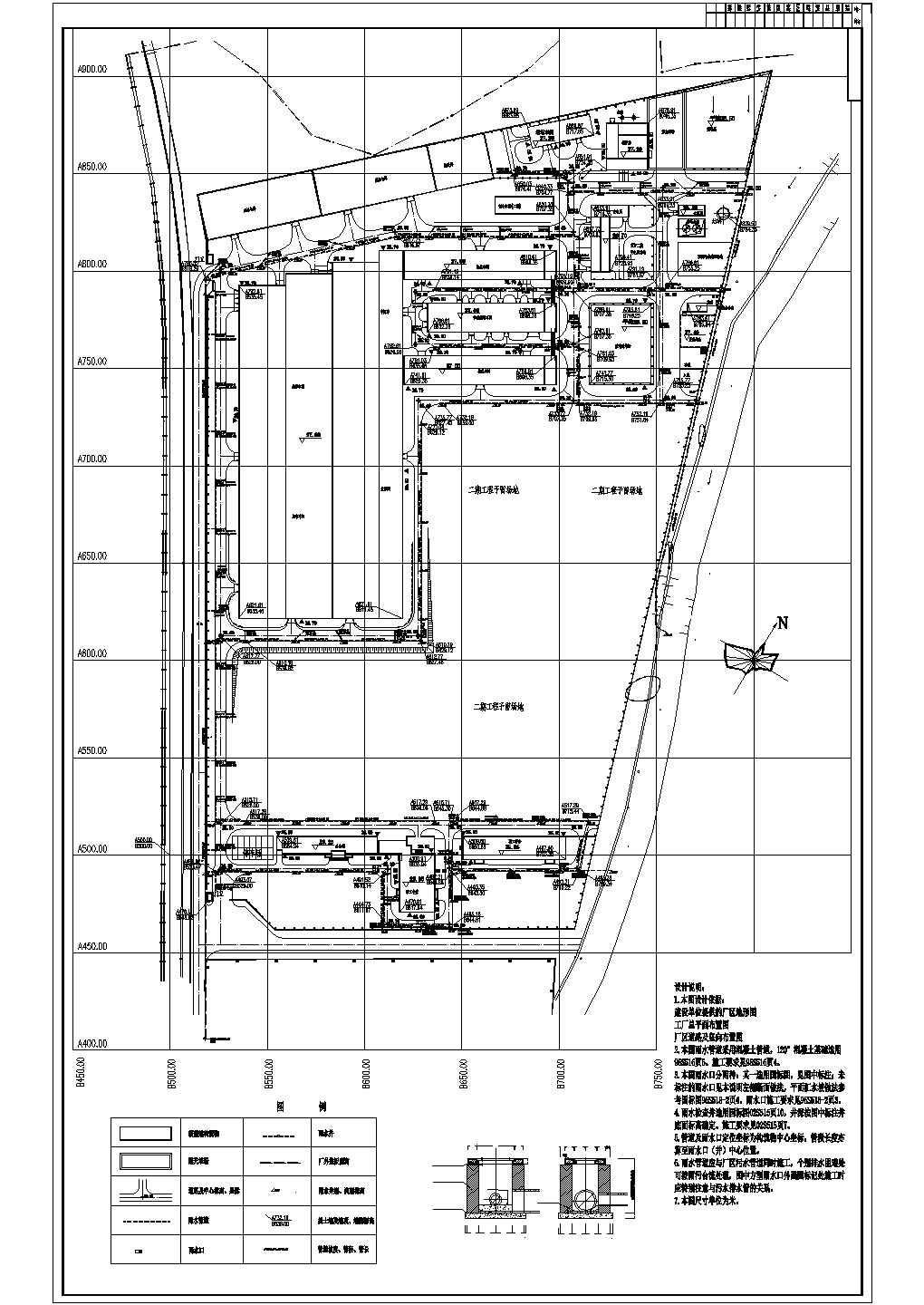 某厂区规划总平面图5张CAD设计施工图纸