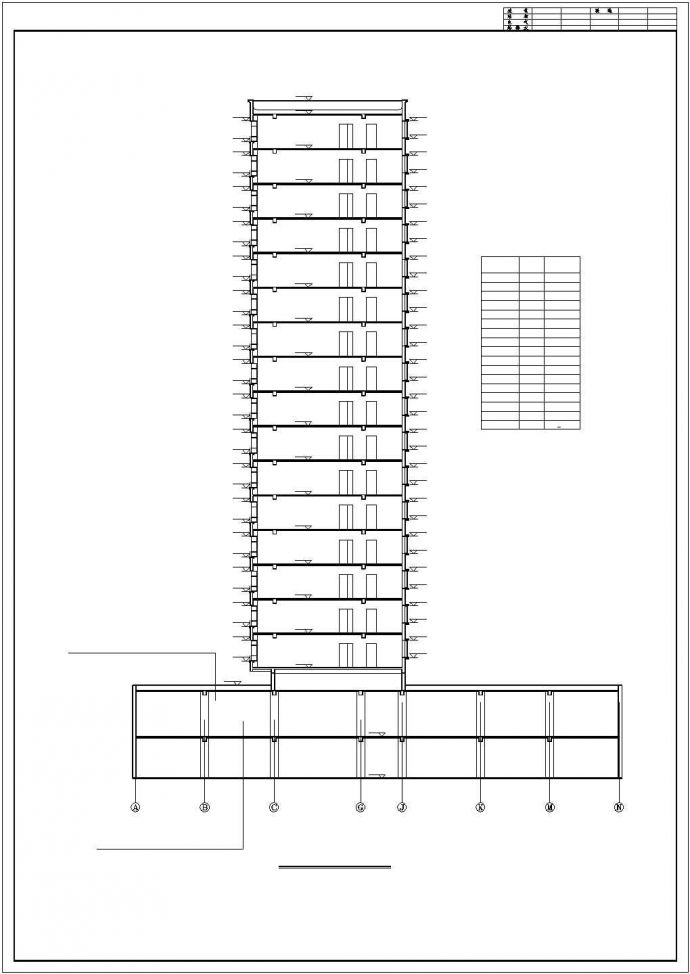 1.4万平米16层框架结构住宅楼平立剖面设计CAD图纸（含夹层和地下2层）_图1