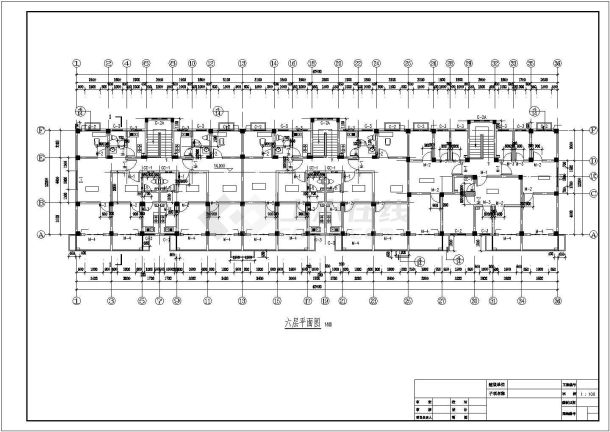 哈尔滨某现代化小区3160平米6层框架结构住宅楼建筑设计CAD图纸-图二