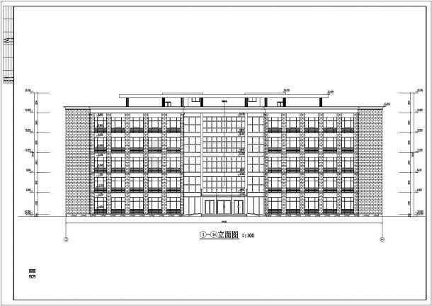 镇江某集团公司4400平米五层钢混框架结构办公楼建筑设计CAD图纸-图二