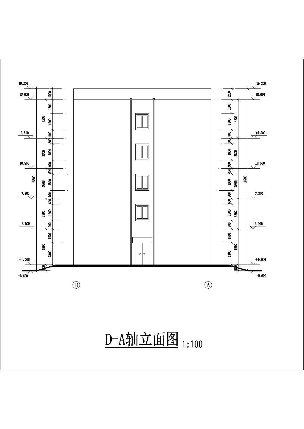 北京某医院4100平米五层框架结构办公楼平立剖面设计CAD图纸