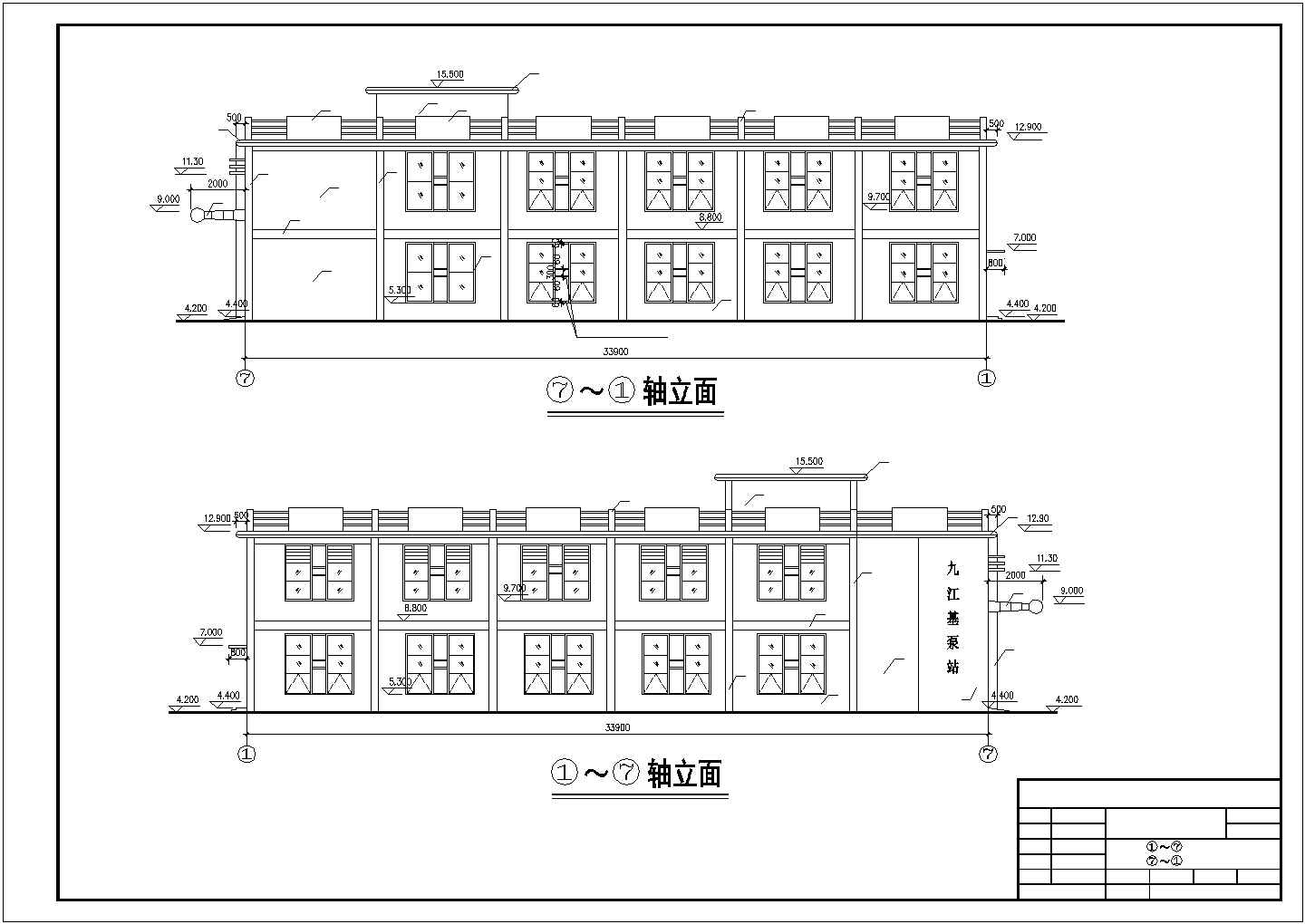 厂房设计_2层泵站主厂房土建施工图【平立剖 各部分构造作法表】CAD设计施工图纸