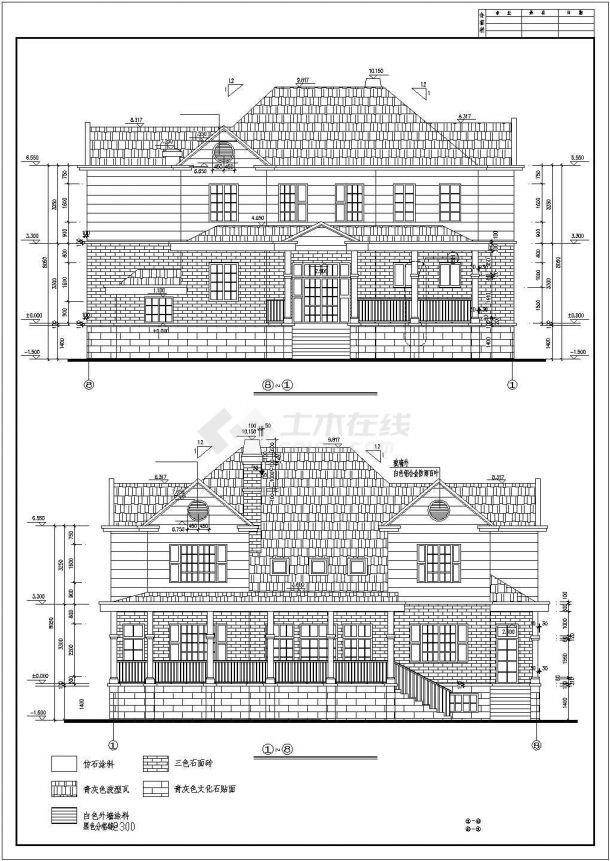 420平米2层框混结构单体别墅平立剖面设计CAD图纸（含地下室）-图二