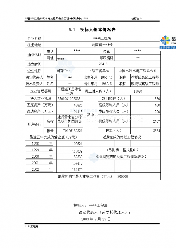 云南某水电站建筑安装工程投标组织文件_图1
