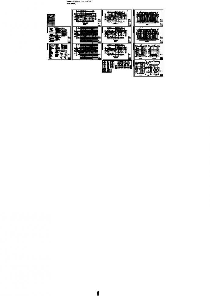 某七层带阁住宅楼（4107㎡）Cad设计图（对称户型）_图1