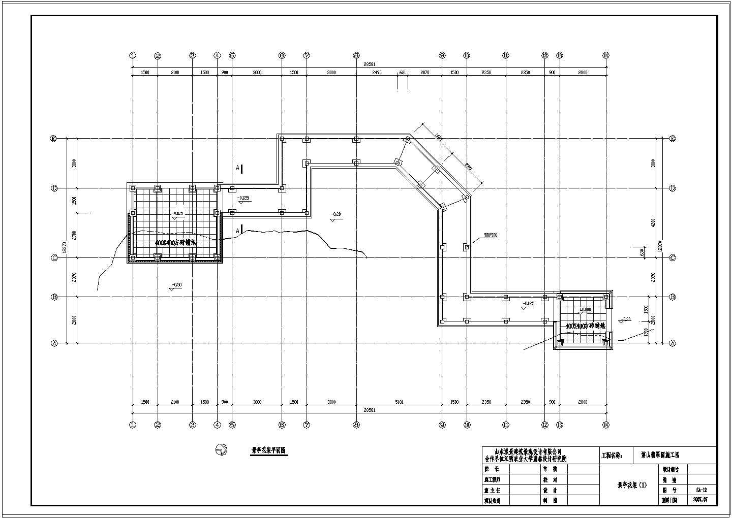 博山翡翠园建筑设计施工图(木亭廊花架)