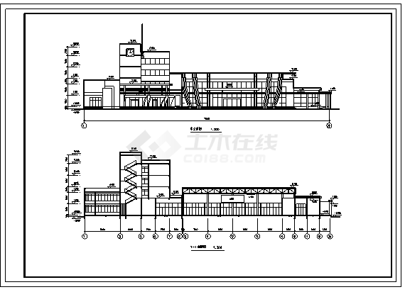 客运站设计_3000平米某县城四层长途汽车客运站施工cad图纸-图二