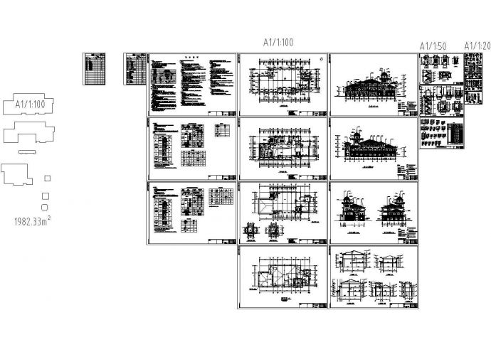 某三层欧式风格售楼中心建筑施工图CAD_图1