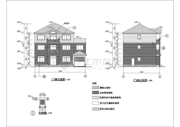 480平米3层混合结构单体别墅全套建筑CAD设计图纸-图二