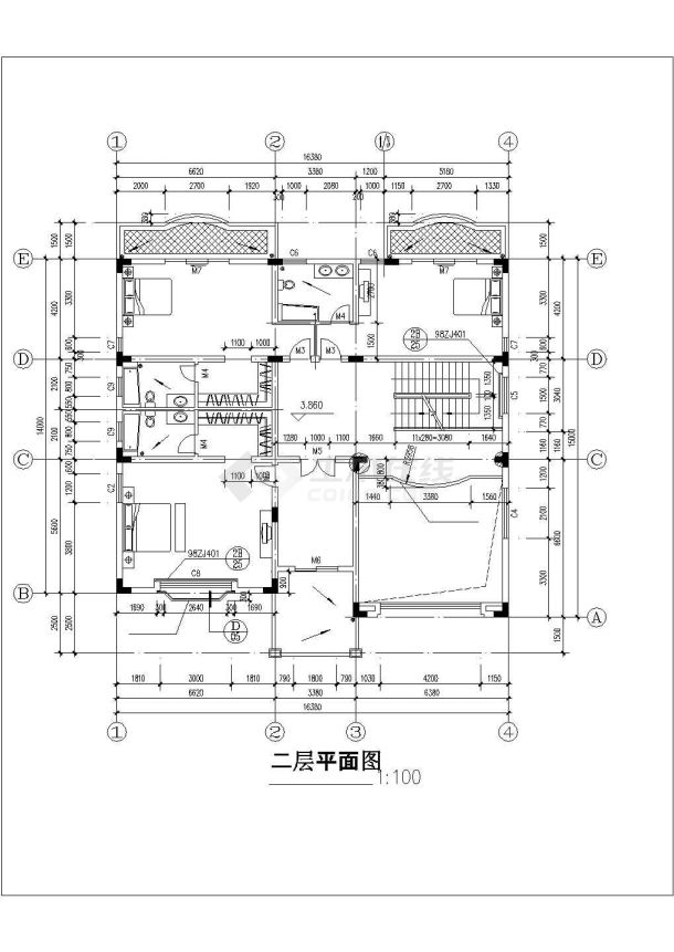 无锡市某别墅区320平米三层砖混结构单体别墅建筑CAD设计图纸-图一