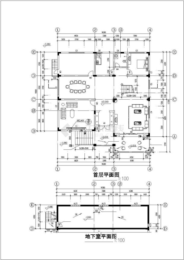 无锡市某别墅区320平米三层砖混结构单体别墅建筑CAD设计图纸-图二