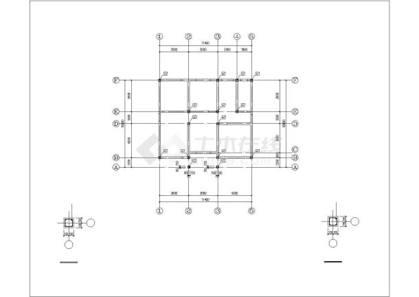 天津市某村镇470平米3层砖混结构单体别墅结构设计CAD图纸-图一