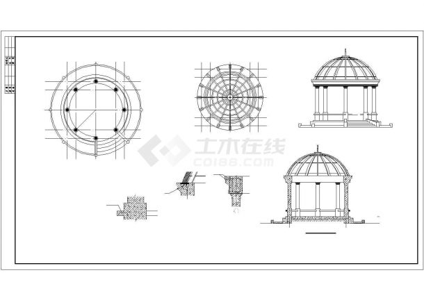 某公园欧式亭子CAD详图-图二