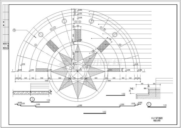 某广场环境建筑设计cad施工图纸大样图-图二