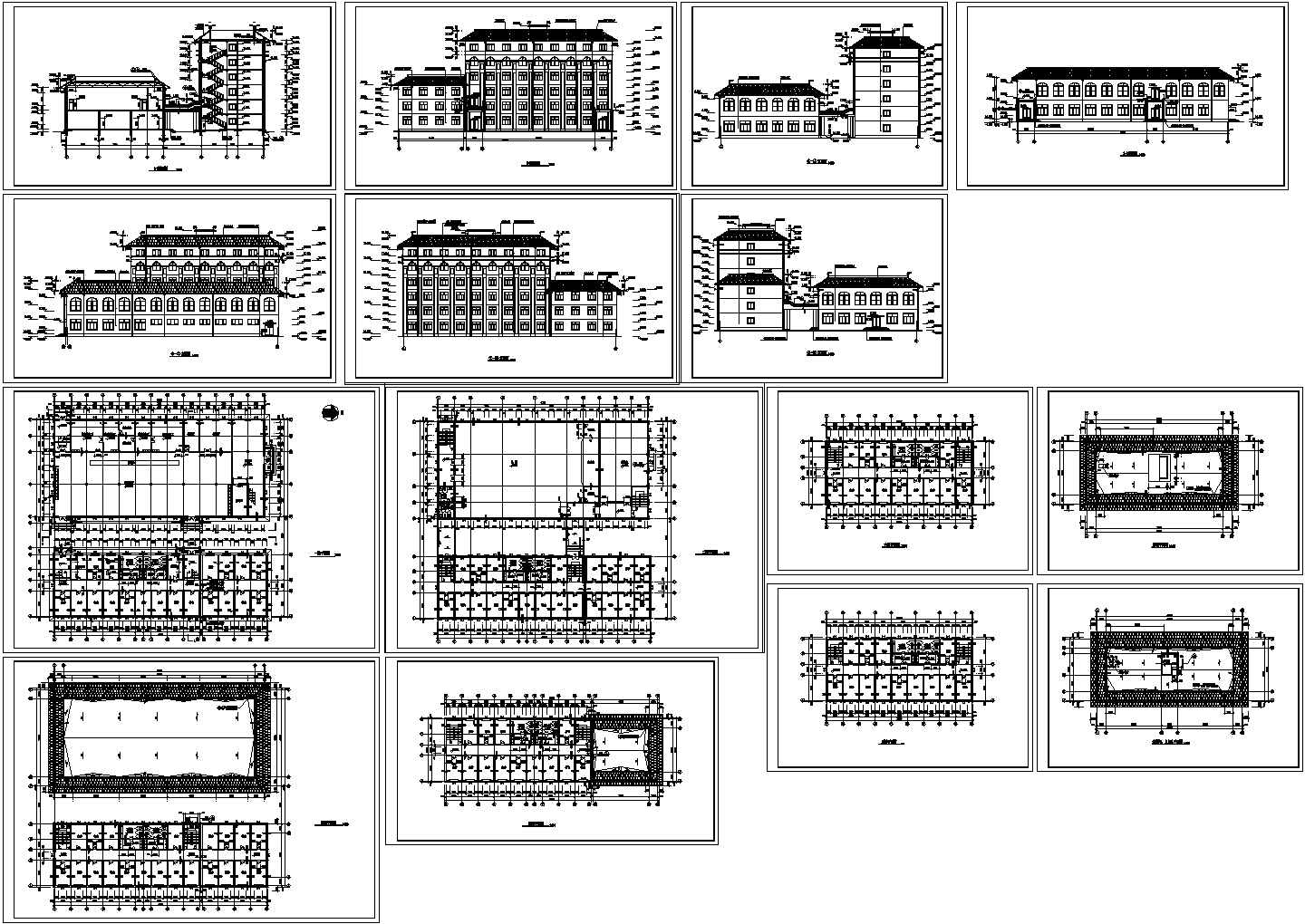 某学校综合楼建筑整套设计cad施工图