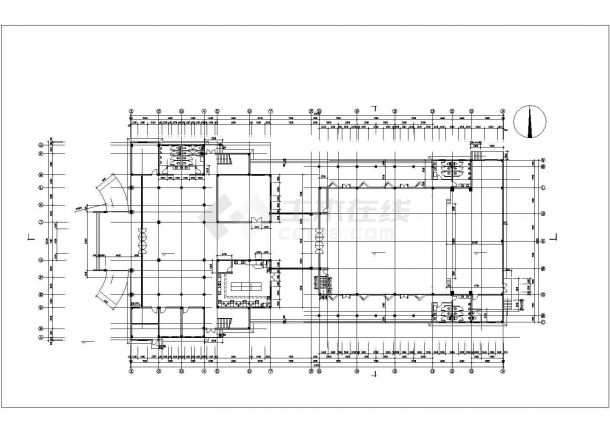 重庆市某休闲酒店1500平米3层框架结构会议中心平立剖面设计CAD图纸-图一