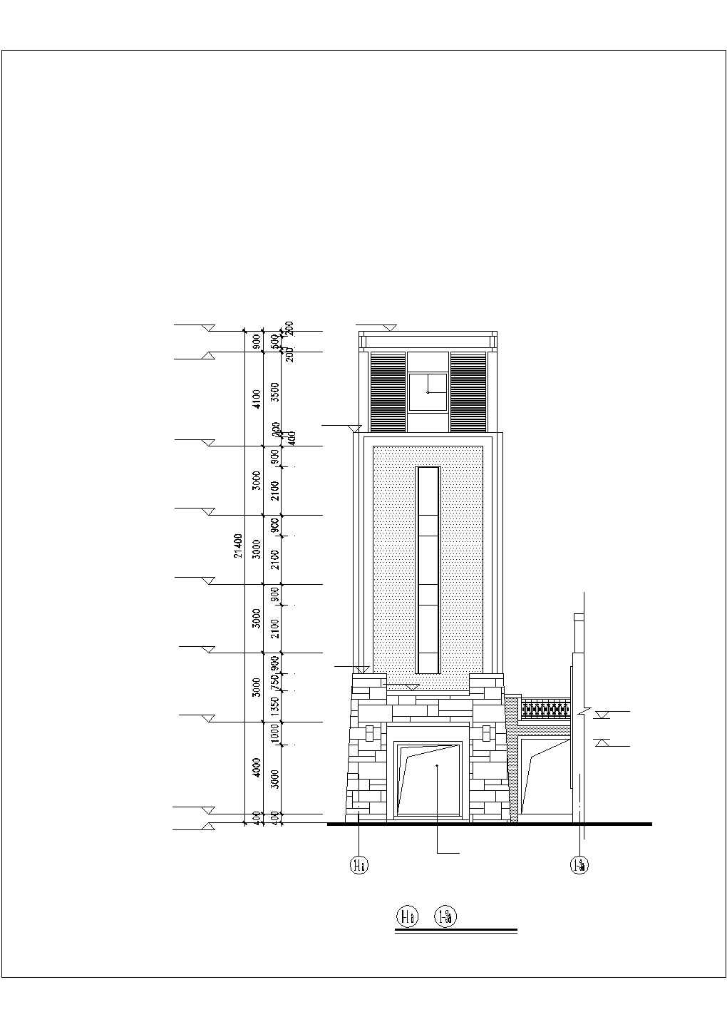 1900平米2层框架结构商业会所建筑设计CAD图纸